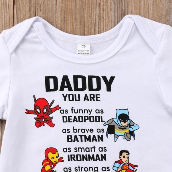 Superhero baby boy outfit onesie Batman Ironman - Picture 2 of 5